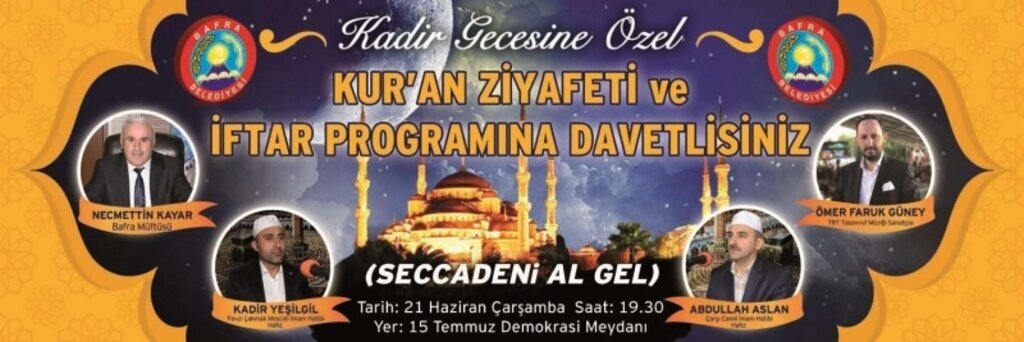 Bafra Belediyesi'nden Kadir Gecesi'ne özel program
