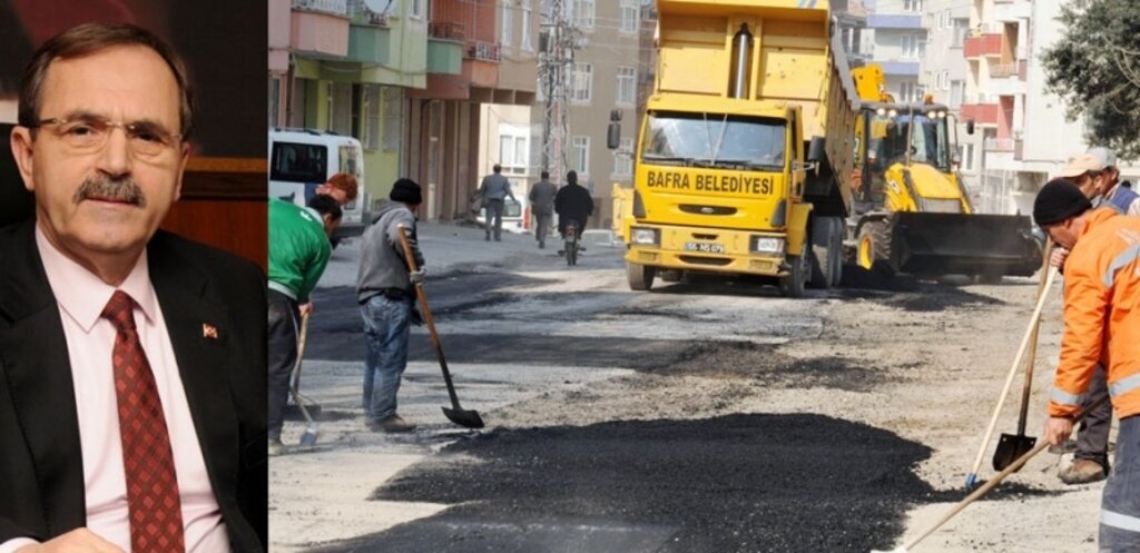 Bafra'da kardan tahrip olan yollar yapılıyor