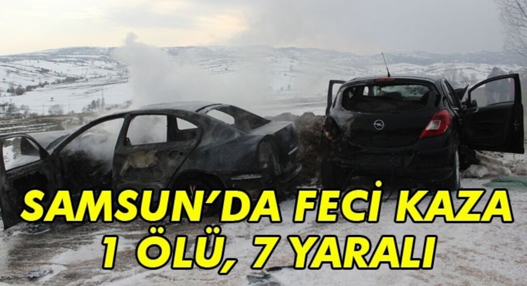 Havza'da iki otomobil çarpıştı: 1 ölü, 7 yaralı