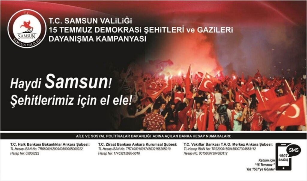 Haydi Samsun Şehitlerimiz için El Ele; işte hesap numaraları