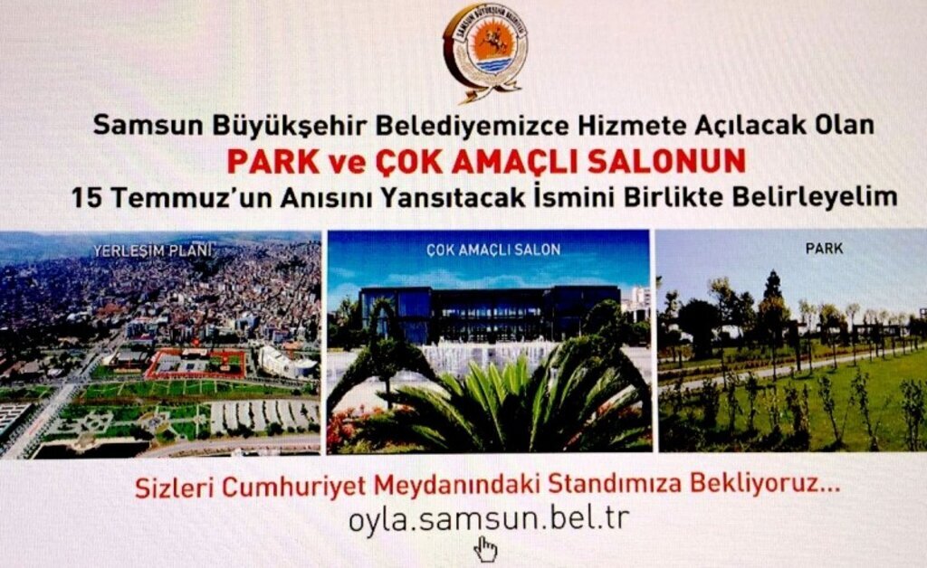 Park ve Çok amaçlı Salon'un ismini Samsunlular belirleyecek