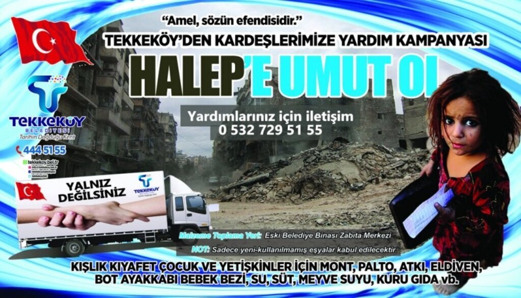 Tekkeköy Belediyesi’nden Halep’e yardım kampanyası