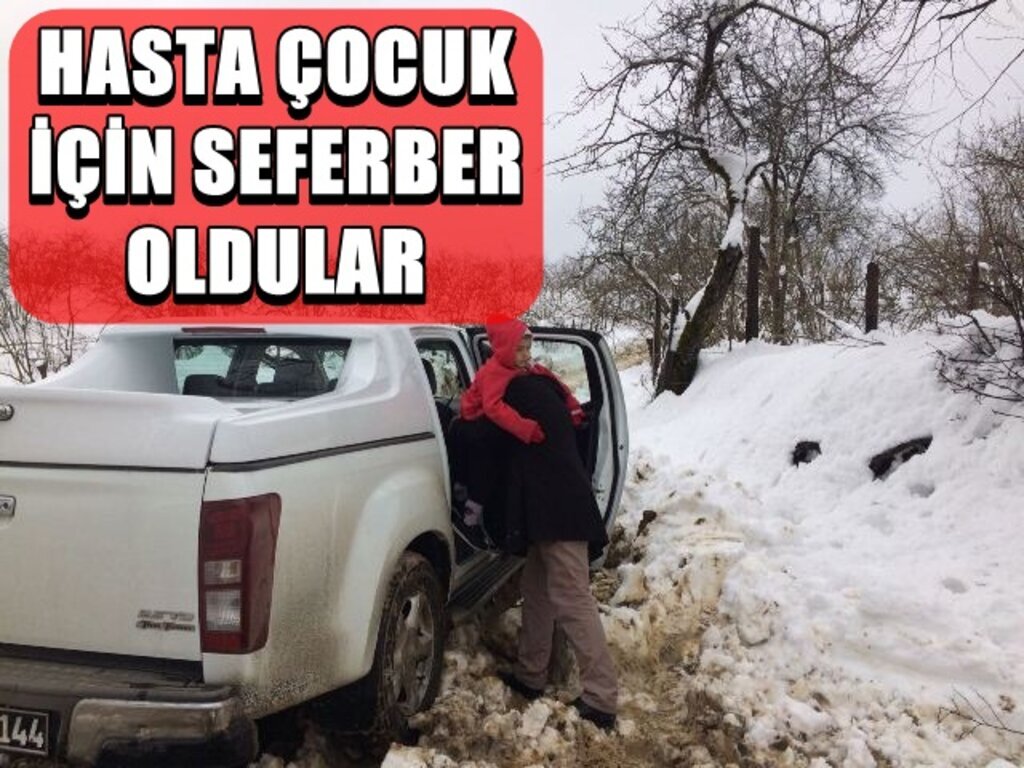 Terme’de karda mahsur kalan hasta çocuk için seferberlik