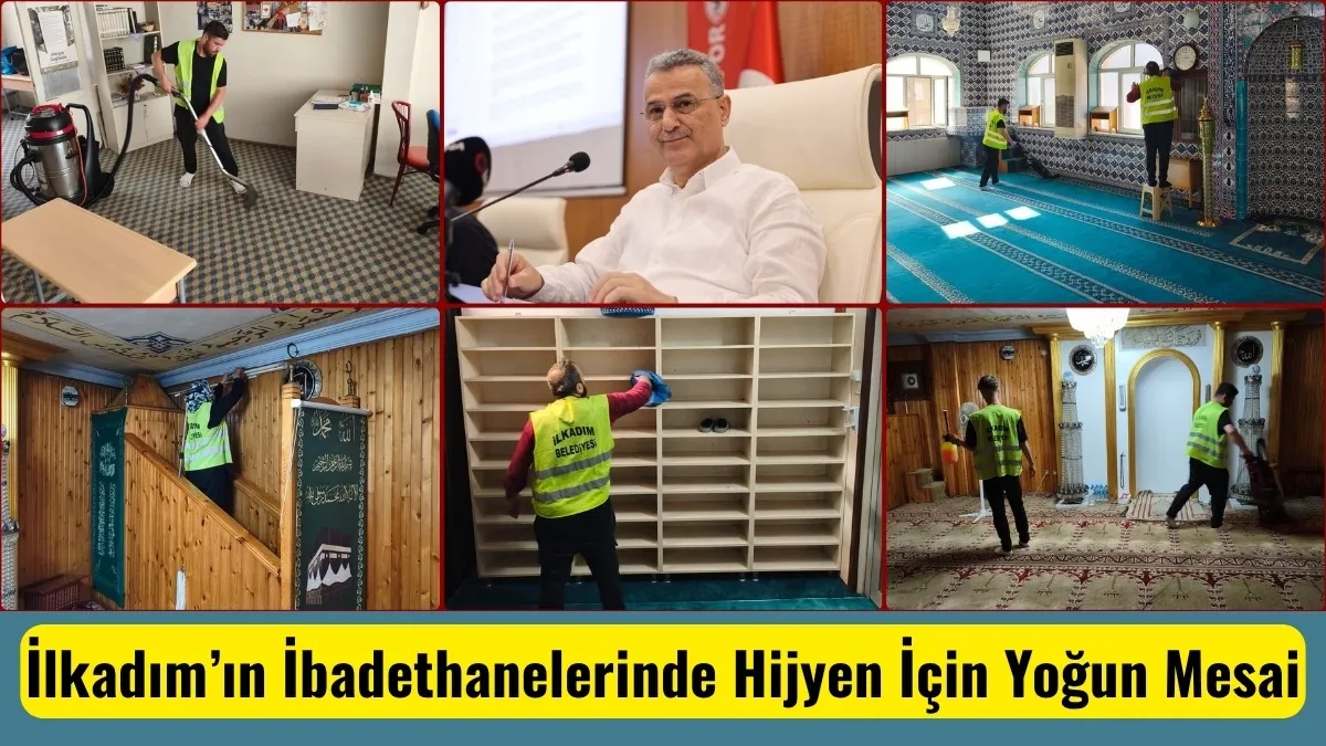 İlkadım Belediyesi ekiplerinin ibadethane temizliği çalışmaları devam ediyor