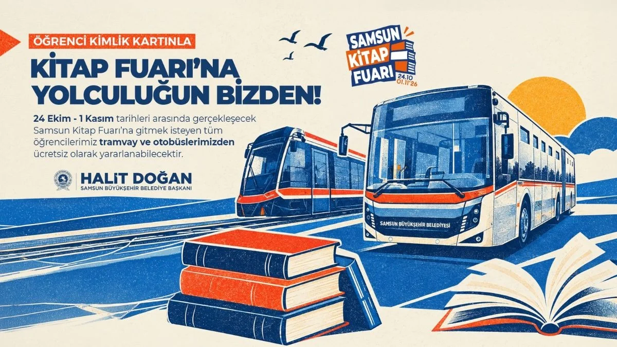 Samsun Kitap Fuarı Başlıyor: Öğrenciler Tramvay ve Otobüslere Ücret Ödemeyecek
