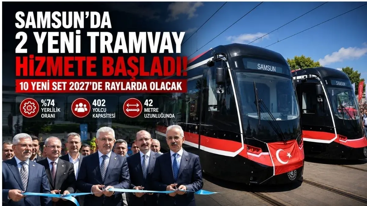 Samsun’da 2 Yeni Tramvay Hizmete Başladı! 10 Yeni Set 2027’de Raylarda Olacak