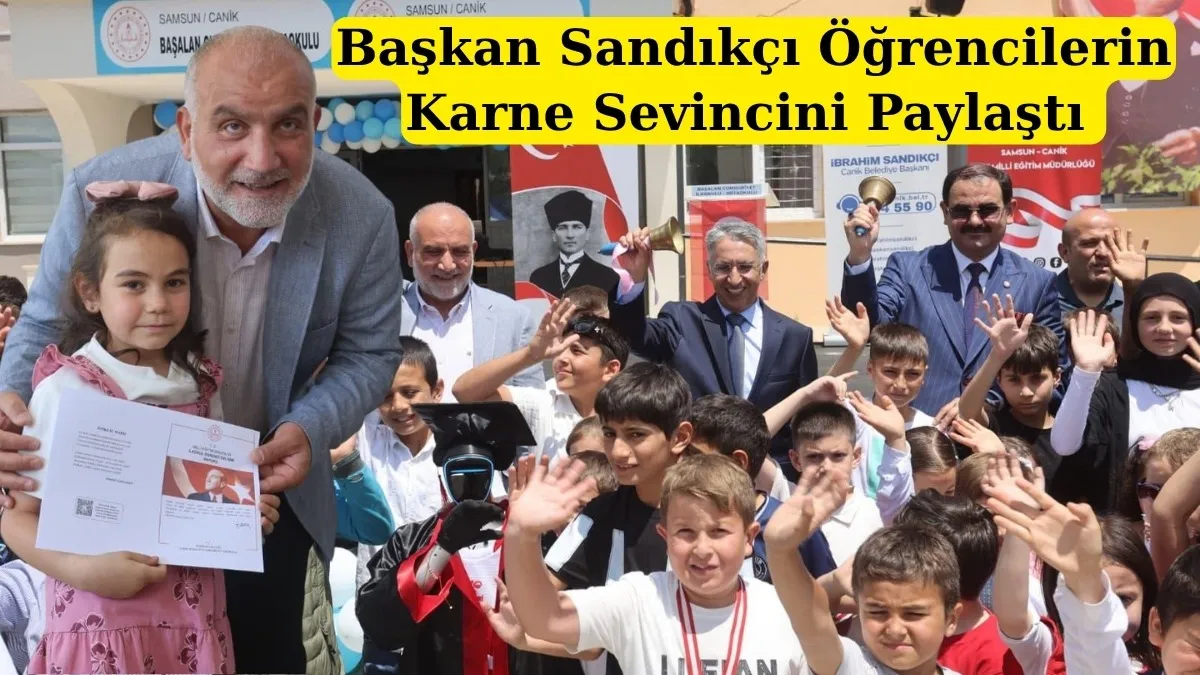 Samsun'da Canik Başalan İlkokulu'nda karne sevinci