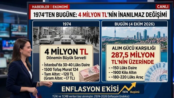 1974 yılında 4 milyon bugün ne kadar ediyor?