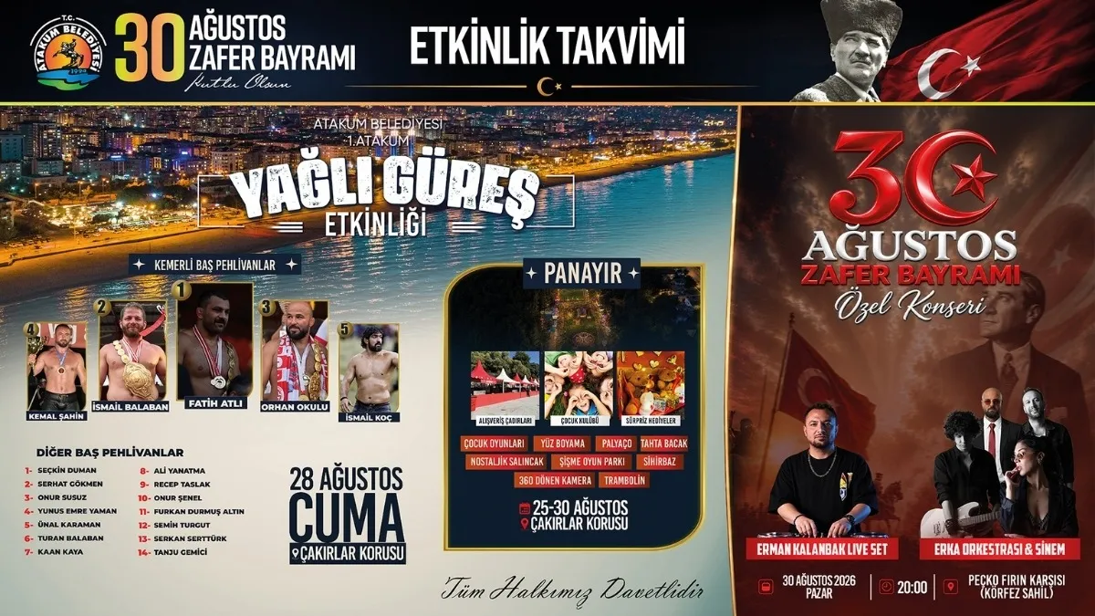 Atakum Belediyesinden dev 30 Ağustos programı, Yağlı Güreş, Panayır ve Büyük Konser!