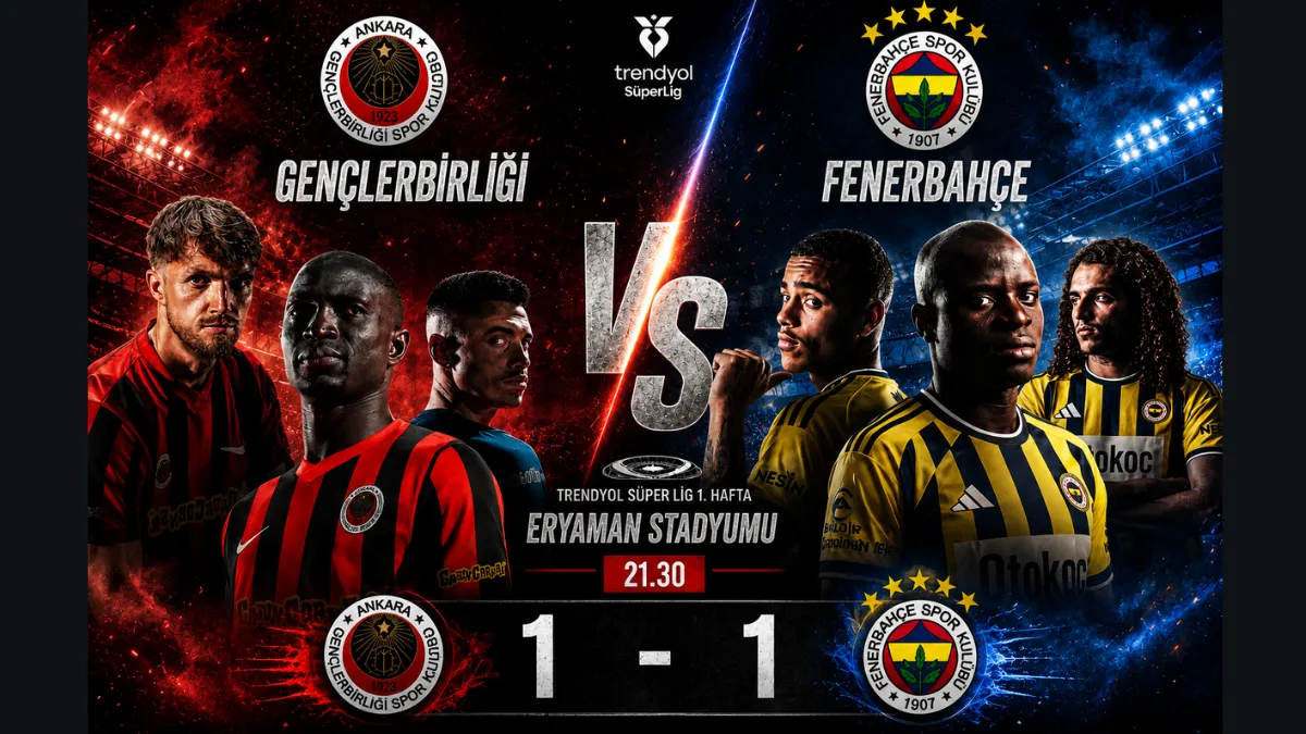 Gençlerbirliği-Fenerbahçe maçında ilk yarı 1-1 sona erdi