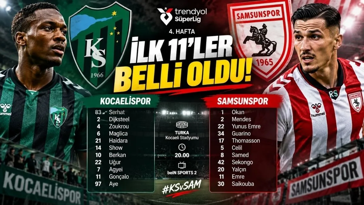 Kocaelispor Samsunspor Maçına Saatler Kala Muhtemel 11’ler! Samsunspor’un Muhtemel 11’i