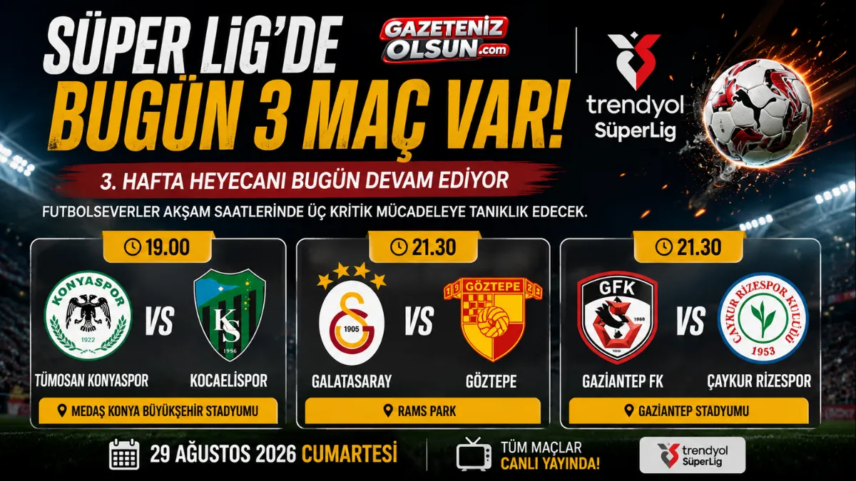 Süper Lig’de Bugün 3 Maç Var! İşte Günün Maç Programı