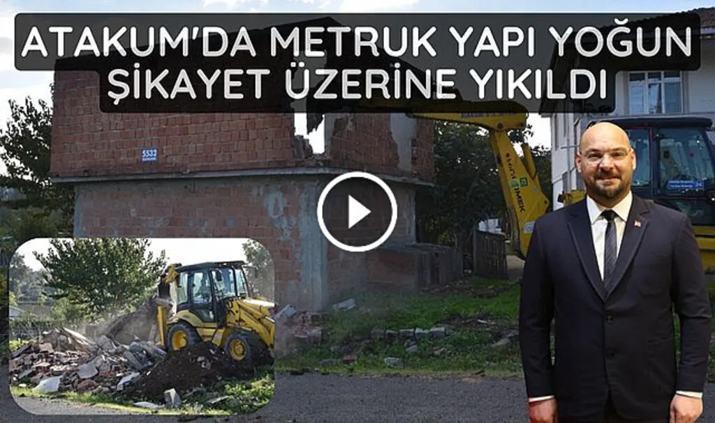 Atakum Belediyesi yolu ihlal eden metruk yapıyı yıktı