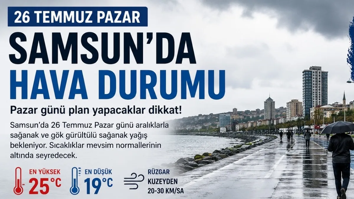26 Temmuz Pazar Samsun Hava Durumu! Pazar Günü Samsun'da Hava Nasıl Olacak?