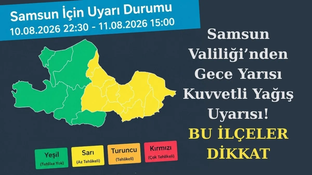 Samsun İçin Sağanak Yağış Uyarısı! 11 Ağustos Samsun Hava Durumu