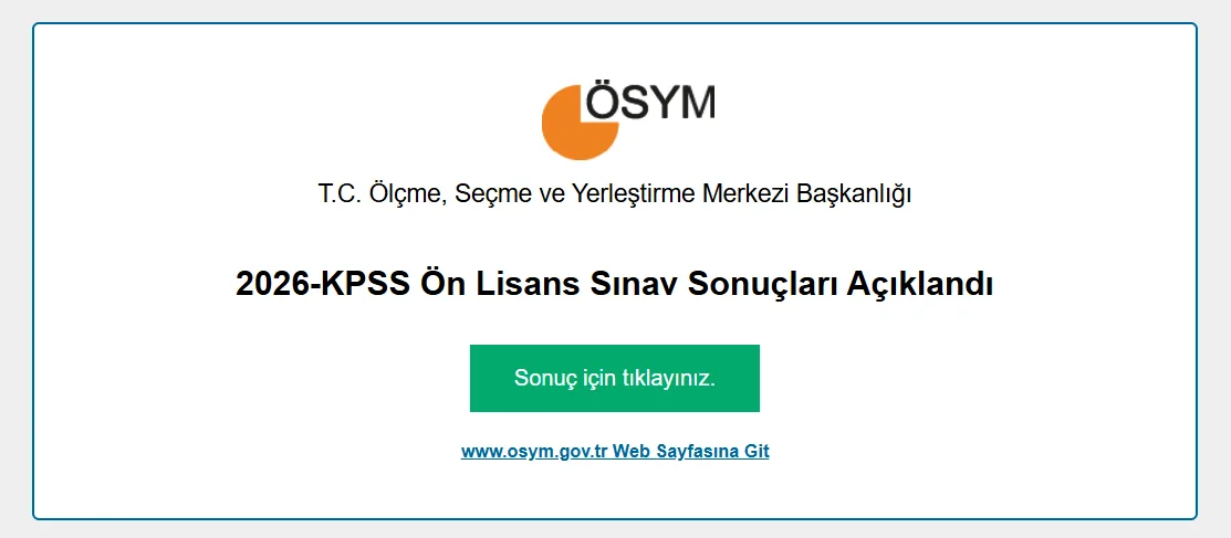 2026 KPSS ön lisans sınavı sonuçları açıklandı