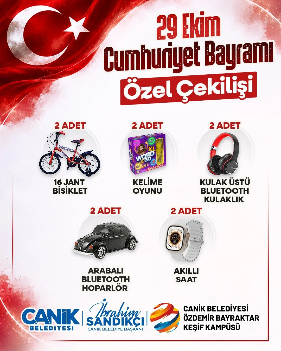 Canik Belediyesi’nden 29 Ekim’e Özel Çekiliş! Hediyeler Belli Oldu - Fotoğraf 1