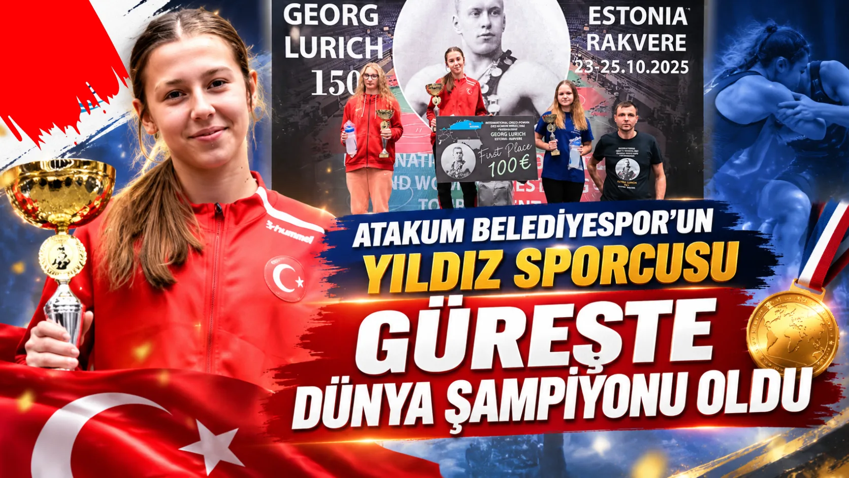 Atakum Belediyesporun yıldız sporcusu, güreşte dünya şampiyonu oldu