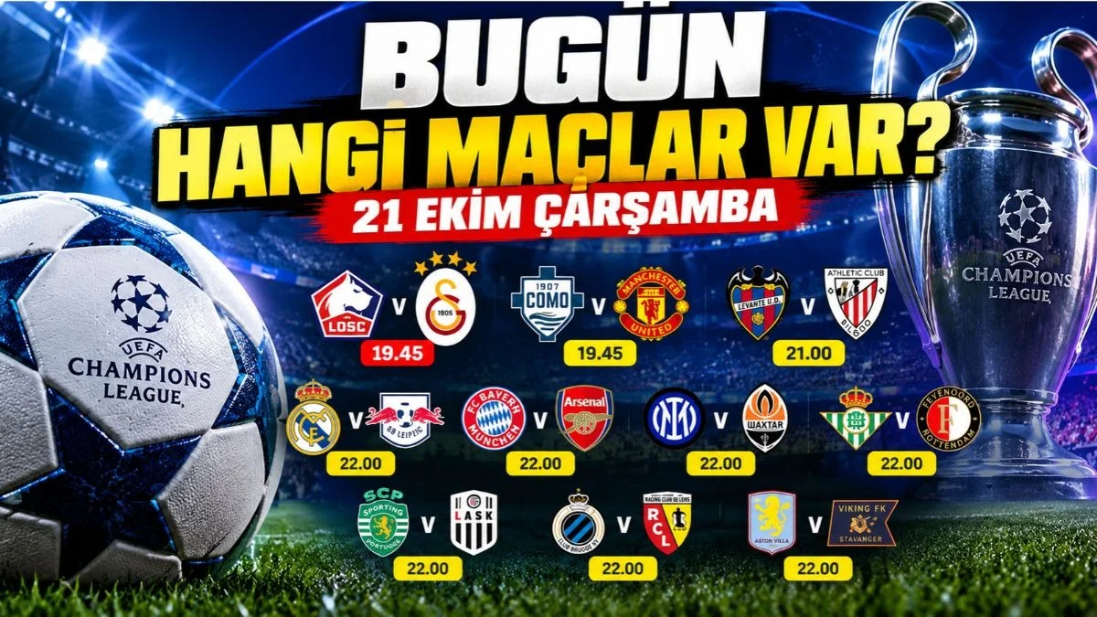 Bugün Kimin Maçı Var? 21 Ekim Çarşamba Maç Programı, Bu Akşam Hangi Maçlar Var? Şampiyonlar Ligi maçları